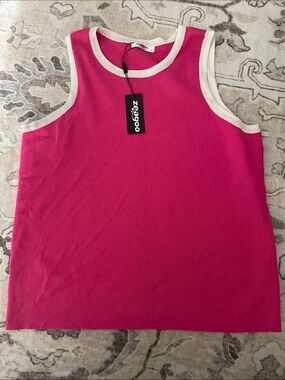 zeagoo Hot Pink Tank Top with White Trim